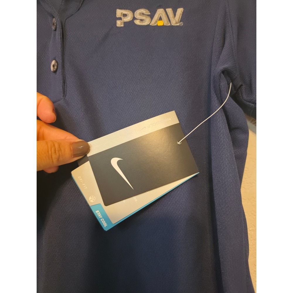 Nike Golf Womens Dri-FIT Polo Shirt Navy Blue PSAV Logo Size M NEW